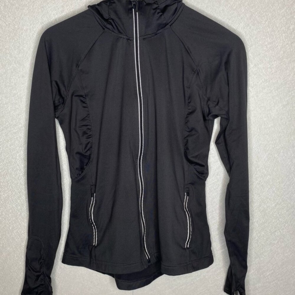 Athleta Half Mile Hoodie Full Zip Thumbholes Black Size Medium